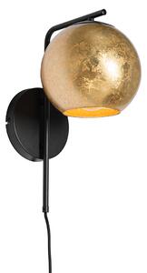 Designerski Kinkiet / Lampa scienna czarny ze złotym szkłem - Bert Oswietlenie wewnetrzne