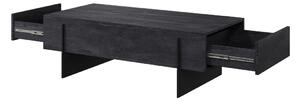 Stolik kawowy Larena z szufladami 120 cm - czarny beton / czarne nóżki