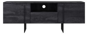 Szafka RTV Larena z szufladą i metalowymi nogami 150 cm - czarny beton / czarne nóżki