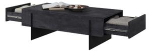 Stolik kawowy Larena z szufladami 120 cm - czarny beton / czarne nóżki