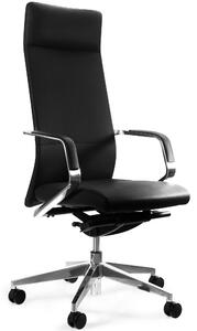Elegancki fotel biurowy z czarnej ekoskóry Trent