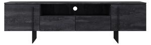 Dwudrzwiowa szafka RTV Larena z szufladami i metalowymi nogami 200 cm - czarny beton / czarne nóżki