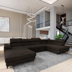 Masseno Narożnik RUBANO z funkcją spania i pojemnikiem na pościel Narozniki U, Rozkładana sofa - Brązowy, MONOLITH 29
