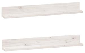 Półki ścienne, 2 szt., białe, 80x11x9 cm, drewno sosnowe