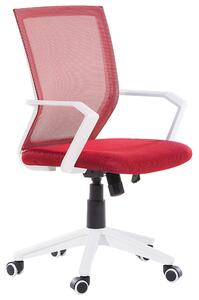 Krzesło biurowe z wysokim oparciem czerwone siatka obrotowe regulowane Relief Beliani