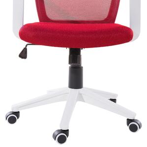 Krzesło biurowe z wysokim oparciem czerwone siatka obrotowe regulowane Relief Beliani