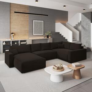 Masseno Narożnik VELAMI z funkcją spania i pojemnikiem na pościel Narozniki U, Rozkładana sofa - Brązowy, MONOLITH 29