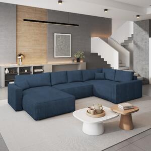 Masseno Narożnik VELAMI z funkcją spania i pojemnikiem na pościel Narozniki U, Rozkładana sofa - Niebieski, POSO 05