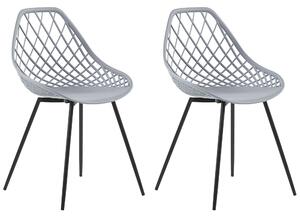 Zestaw 2 krzeseł do jadalni szary metalowe nogi ażurowe oparcie syntetyczne Canton Beliani