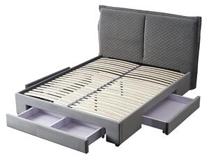Szare tapicerowane łóżko 160x200 - Vezo