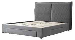 Szare tapicerowane łóżko 160x200 - Vezo