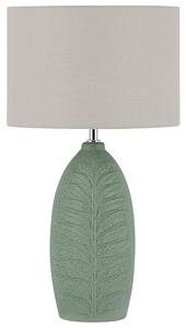 Ceramiczna lampa stołowa 59 cm zielona okrągły szary abażur lampka nocna Ohio Beliani