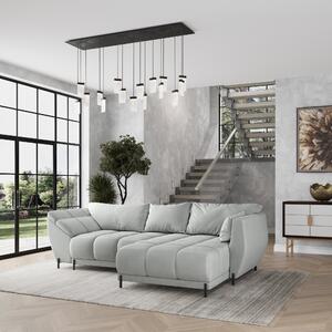 Masseno Narożnik VESTANO z funkcją spania i pojemnikiem na pościel Narozniki L, Rozkładana sofa - Jasnoszary, MATT VELVET 83
