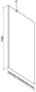 Mexen Next parawan nawannowy 1-skrzydłowy 50 x 150 cm, transparent, gun gray szczotkowany - 895-050-000-00-00-66