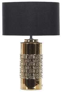 Lampa nocna glam złota ceramika podstawa abażur wzór geometryczny 48 cm Cimarron Beliani
