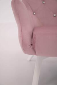 MebleMWM Fotel LIDO na nóżkach, z kryształkami | Welur | Pudrowy róż