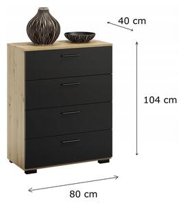Modułowa komoda z szufladami 80 cm artisan/czarny