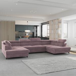 Masseno Narożnik VINTESSA z funkcją spania i pojemnikiem na pościel Narozniki U, Rozkładana sofa - Wrzosowy, MONOLITH 62