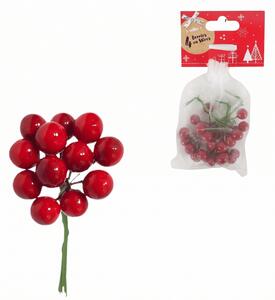 Świąteczna dekoracja na druciku BERRIES 9 cm, czerwona