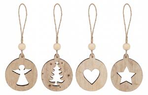 Ozdoba świąteczna RUSTIC JOY drewniana 7,5 cm - różne wzory