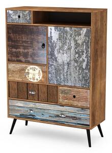 Wielobarwna wysoka komoda z szufladami vintage | Umeblowana.com