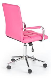 Różowy obrotowy fotel z ekoskóry z podłokietnikami