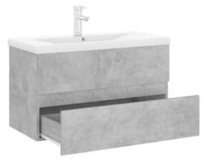 Komplet wiszących mebli łazienkowych z lustrem, beton