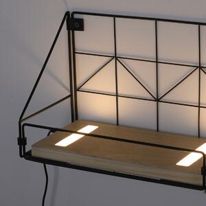 Kinkiet / Lampa scienna czarny z drewnem 31 cm z diodą LED z włącznikiem - Teline Oswietlenie wewnetrzne