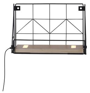 Kinkiet / Lampa scienna czarny z drewnem 31 cm z diodą LED z włącznikiem - Teline Oswietlenie wewnetrzne