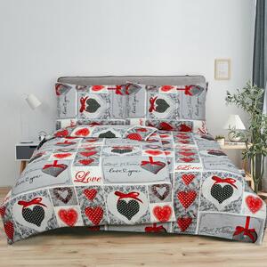 Flanelowa pościel BEST WISHES LOVE YOU szara