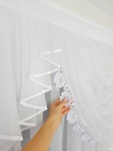 Elegancka firana gotowa z ozdobnym lambrekinem 200x150 cm