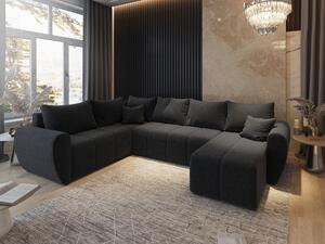 Masseno Narożnik MADISON z funkcją spania i pojemnikiem na pościel Narozniki U, Rozkładana sofa - Czarny, SAWANA 14