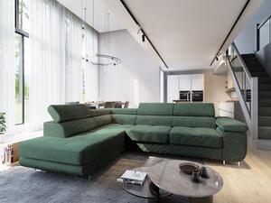 Masseno Narożnik APIRO z funkcją spania i pojemnikiem na pościel Narozniki L, Rozkładana sofa - Zielony, POSO 14