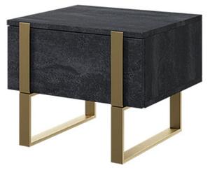 Zestaw szafek nocnych Verica z szufladami na metalowych nogach - czarny beton / złote nóżki - 2 elementy
