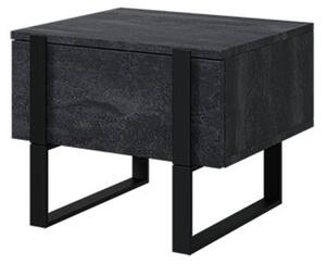 Zestaw szafek nocnych Verica z szufladami na metalowych nogach - czarny beton / czarne nóżki