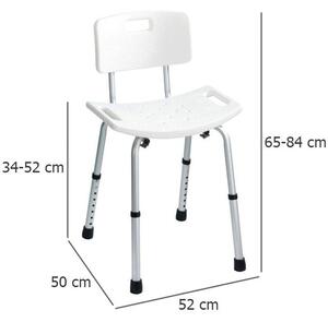 Krzesło pod prysznic z oparciem i regulacją wysokości SECURA, WENKO