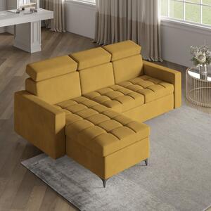 Masseno Narożnik KAME z funkcją spania i pojemnikiem na pościel Narozniki L, Rozkładana sofa - Żółty, KRONOS 01
