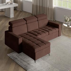 Masseno Narożnik KAME z funkcją spania i pojemnikiem na pościel Narozniki L, Rozkładana sofa - Brązowy, KRONOS 06