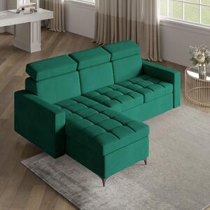 Masseno Narożnik KAME z funkcją spania i pojemnikiem na pościel Narozniki L, Rozkładana sofa - Butelkowa zieleń, KRONOS 19