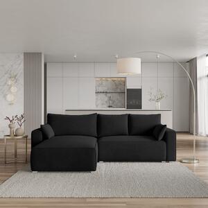 Masseno Narożnik FORIL z funkcją spania i pojemnikiem na pościel Narozniki L, Rozkładana sofa - Czarny, MONOLITH 95