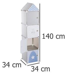 Szafka z półkami na drobiazgi do pokoju dziecięcego, 4 przegródki, 34 x 140 x 32 cm