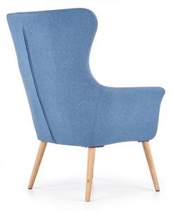 Niebieski fotel wypoczynkowy uszak skandynawski