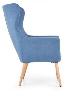 Niebieski fotel wypoczynkowy uszak skandynawski