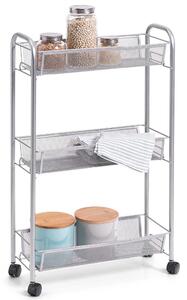 Wielofunkcyjny mobilny organizer do kuchni lub łazienki, 3 siatkowe półki, 4 kółka, materiał metal, marki ZELLER