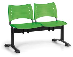 Ławka do poczekalni plastikowa VISIO, 2 siedzenia, zielony, czarne nogi
