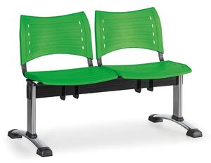 Ławka do poczekalni plastikowa VISIO, 2 siedzenia, zielony, chromowane nogi