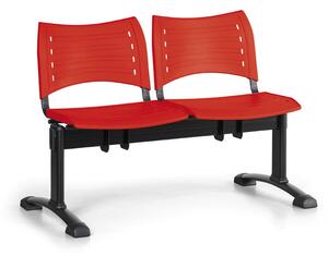 Ławka do poczekalni plastikowa VISIO, 2 siedzenia, czerwony, czarne nogi