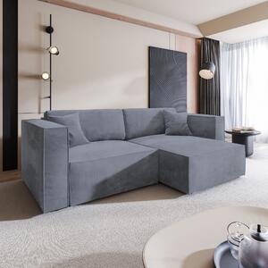 Masseno Narożnik NERIO z funkcją spania i pojemnikiem na pościel Narozniki L, Rozkładana sofa - Szary, MONOLITH 85