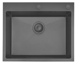 Zlew jednokomorowy stalowy czarny 65 cm Sink Quality Steel SINK 65 + syfon i dozownik