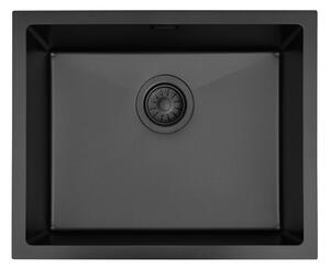 Zlewozmywak jednokomorowy stalowy czarny 55 cm Sink Quality Steel SINK 55 + syfon